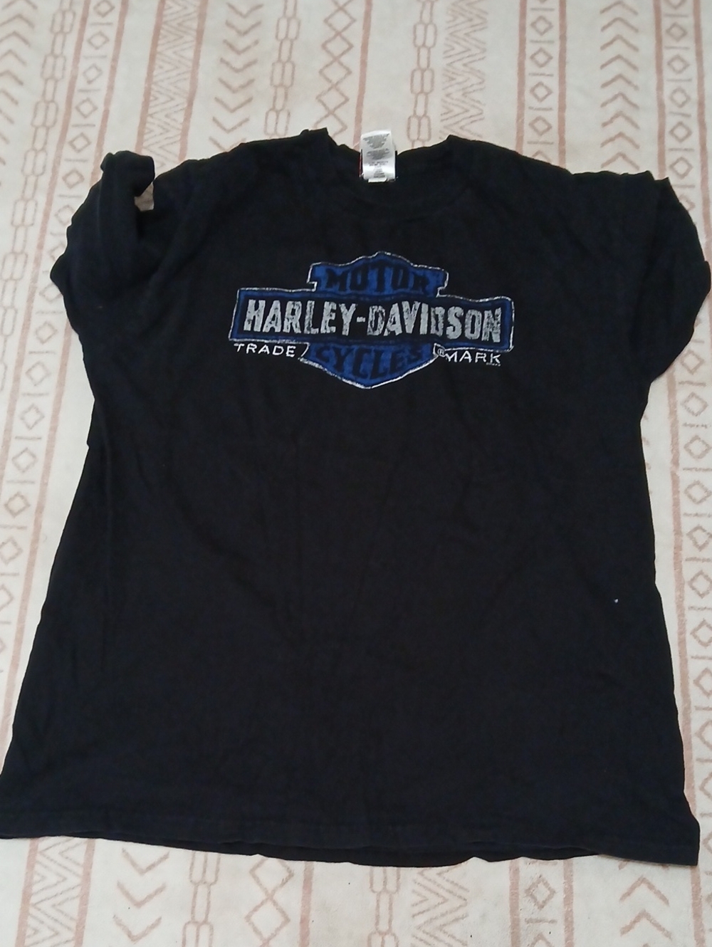 Harley-Davidson Black Tee with Blue & White Logo and Gray T-shirt